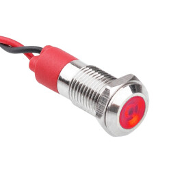 WD08L-P2 8mm 12-24V Metal Signal Lamp  - Red