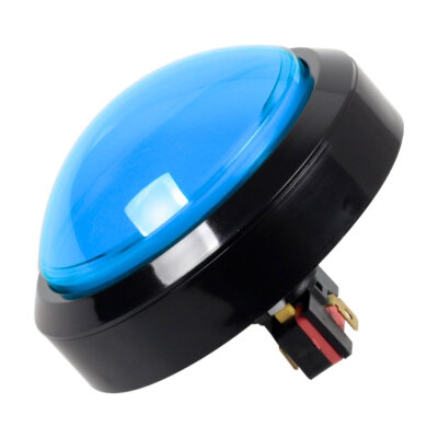 100mm 12V Işıklı Oyun Makinesi Butonu - Mavi - 2