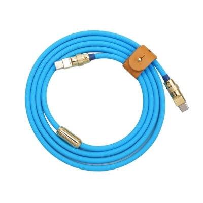 100W Mavi Type-C Silikon Hızlı Şarj Kablosu - 1 Metre - 1