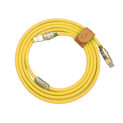 100W Sarı Type-C Silikon Hızlı Şarj Kablosu - 2 Metre - 1