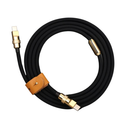 100W Siyah Type-C Silikon Hızlı Şarj Kablosu - 2 Metre - 1