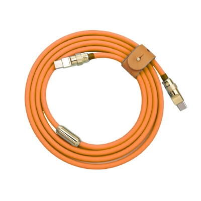 100W Turuncu Type-C Silikon Hızlı Şarj Kablosu - 2 Metre - 1