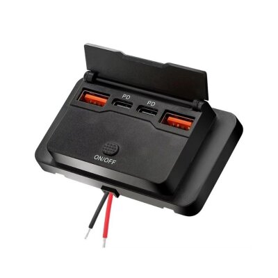 12-24V 2xPD Type-C + 2xQC3.0 Charging Socket with Voltage Indicator - 1