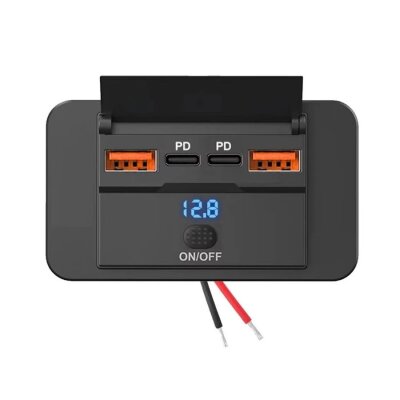 12-24V 2xPD Type-C + 2xQC3.0 Charging Socket with Voltage Indicator - 2