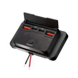 12-24V 2xPD Type-C + 2xQC3.0 Voltaj Göstergeli Şarj Soketi