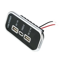 12-24V PD3.0 Type-C + 5V 1A USB + 5V 2.1A USB Charging Socket