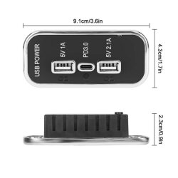 12-24V PD3.0 Type-C + 5V 1A USB + 5V 2.1A USB Şarj Soketi - 4
