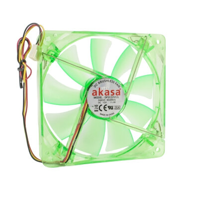 120x120x25mm 12V 0.18A Fan 3 Kablolu - Yeşil Işıklı - 1