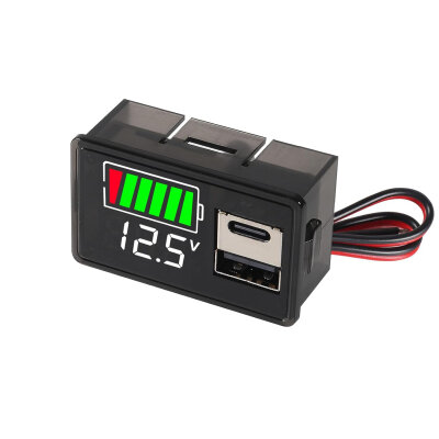 12V Akü Kapasite Göstergesi USB+Type-C - Beyaz - 1