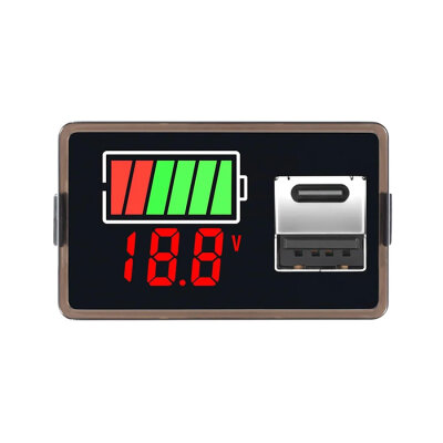 12V Battery Capacity Indicator USB+Type-C - Red - 1