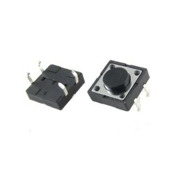 12x12x5mm 4 Pin Black Push Button - Tact Switch 