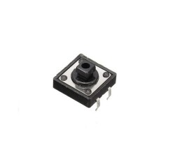 12x12x7.3mm 4 Pin Black Push Button - Tact Switch 