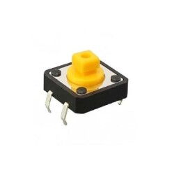 12x12x7.3mm 4 Pin Yellow Push Button - Tact Switch 