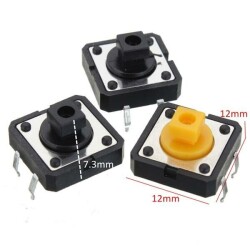 12x12x7.3mm 4 Pinli Sarı Push Buton - Tact Switch - 2