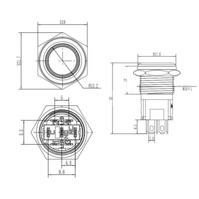 16A-P1Z-E 16mm Flat Self Locking Illuminated Metal Button - White - 2