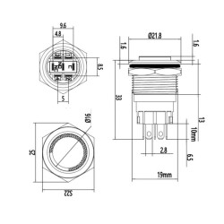 19A-G1Z-E 19mm Çıkık Anahtarlı Işıklı Metal Buton - Kırmızı - 2