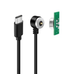 2-Pin 10mm 90C Kablolu PCB'li Pogo Pin Manyetik Konnektör Takımı - Type-C Soketli - 1