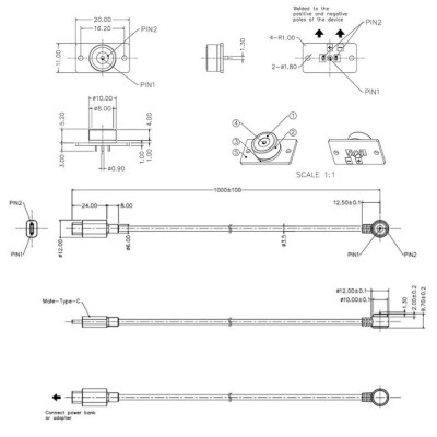 2-Pin 10mm 90C Kablolu PCB'li Pogo Pin Manyetik Konnektör Takımı - Type-C Soketli - 2
