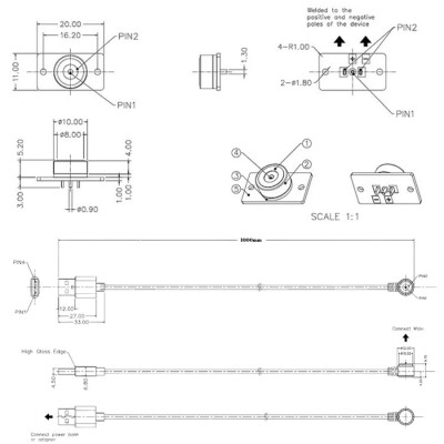 2-Pin 10mm 90C Wired PCB Pogo Pin Magnetic Connector Set - USB Socket - 2
