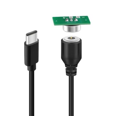2-Pin 10mm Kablolu PCB'li Pogo Pin Manyetik Konnektör Takımı - Type-C Soketli - 1