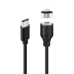 2-Pin 10mm Kablolu Pogo Pin Manyetik Konnektör Takımı - Type-C Soketli - 1