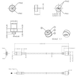 2-Pin 10mm Kablolu Pogo Pin Manyetik Konnektör Takımı - Type-C Soketli - 2