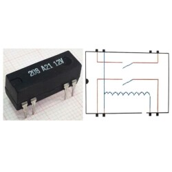 208 A21 12V Reed Relay Double Contact N/O 12VDC 0.5A - 2