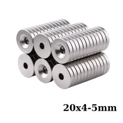 20x4-5mm Havşa Delikli Neodyum Güçlü Mıknatıs - Neodim Magnet