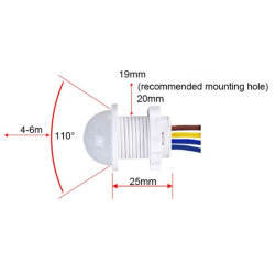220V Mini Motion PIR Sensor - Automatic Lamp Sensor - 3
