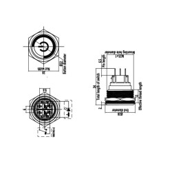 25B-P1Z-EC 25mm Düz Anahtarlı Işıklı Power Metal Buton - Beyaz - 2