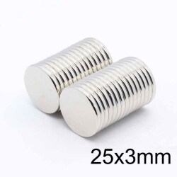 25X3mm Neodyum Güçlü Mıknatıs - Neodim Magnet - Motorobit