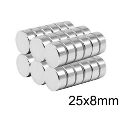 25X8mm Neodyum Güçlü Mıknatıs - Neodim Magnet