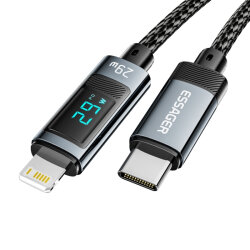 29W Type-C To Iphone Lightning Dijital Ekranlı Örgülü Hızlı Şarj ve Data Kablosu - 1 Metre - 2