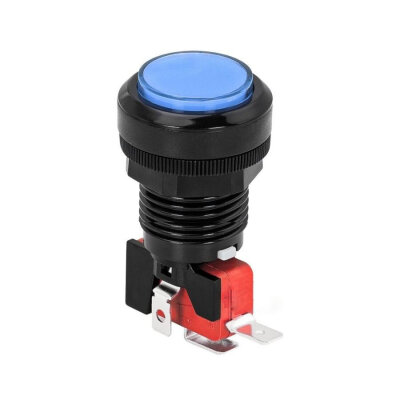 33mm 12V Illuminated Game Machine Button - Blue - 1