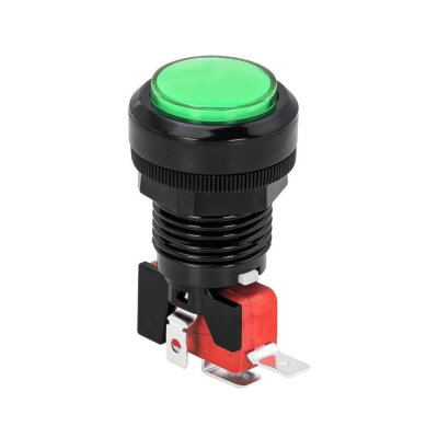 33mm 12V Illuminated Game Machine Button - Green - 1