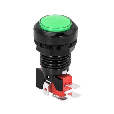 33mm 12V Işıklı Oyun Makinesi Butonu - Yeşil - 1