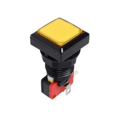 33mm 12V Square Illuminated Game Machine Button - Yellow - 1