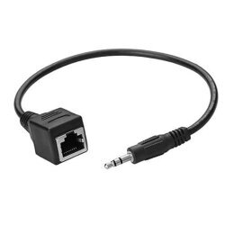3.5mm Stereo Jack - Dişi RJ45 Ethernet Dönüştürücü Kablo - 30cm - 2