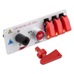 3'lü ON-OFF Toggle Switch Panel - Motor Start Butonlu ve Kontak Anahtarlı - 1