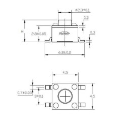 4.5x4.5x7mm SMD Tact Buton - 2