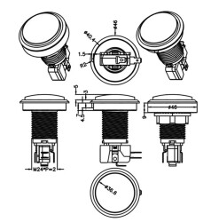 46mm 12V Flat Illuminated Gaming Machine Button - White - 4