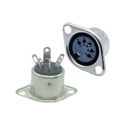 5 Pin Female DIN Connector - Flanged Panel Type 