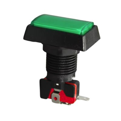 50x33mm 12V Dikdörtgen Işıklı Oyun Makinesi Butonu - Yeşil - 1