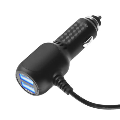 5V 2.4A Dual USB Car Cigarette Lighter Charger 90C with Mini USB Output - 3.5m Cable - 2