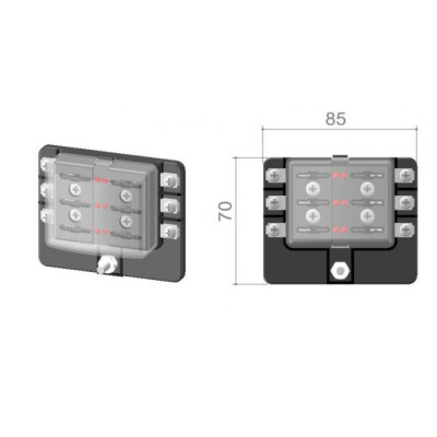 6 Channel Auto Blade Fuse Box - With LED - 3