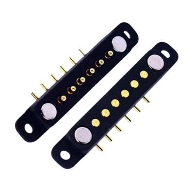 6-Pin 2.54mm 90C Pogo Pin Manyetik Konnektör Takımı - Kulaklı - 1