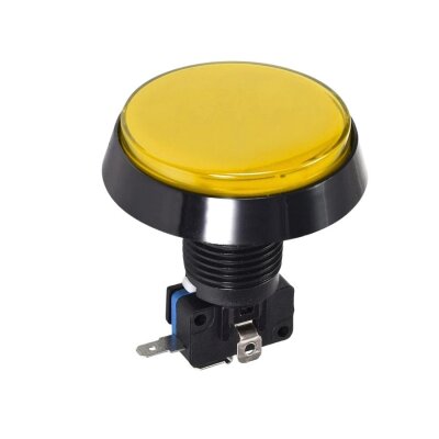 60mm 12V Illuminated Game Machine Button - Yellow - 1