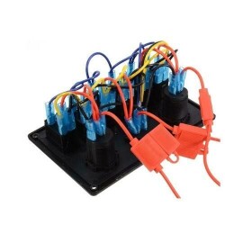 6'lı ON-OFF Yeşil Işıklı Anahtar Switch Panel 2x5V USB Çakmaklık ve Voltaj Göstergeli - 2