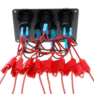 8'li ON-OFF Mavi Nokta Işıklı Anahtar Switch Panel 2x5V USB Çakmaklık ve Voltaj Göstergeli - 2