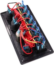 8'li ON-OFF Yeşil Işıklı Anahtar Panel 2x5V USB 2xÇakmaklık ve Voltaj Göstergeli - 4